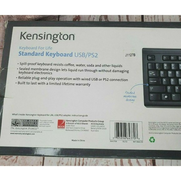 Kensington Black Spill Proof Built To Last Standard Keyboard For Life USB/PS2 - Picture 5 of 12